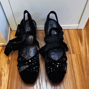 Zara Celestial Velvet Ribbon Sandals